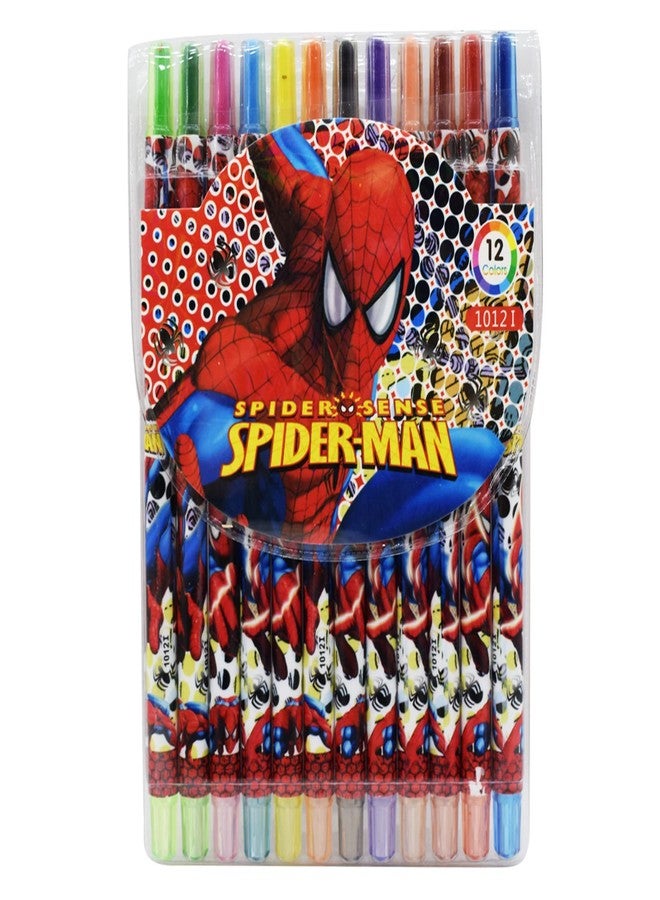 Asera أقلام تلوين أسيرا الكرتونية المطبوعة، قابلة لللف، هدية مثالية للأطفال في أعياد الميلاد (عبوة واحدة) (سبايدرمان) متعددة الألوان - Image 1